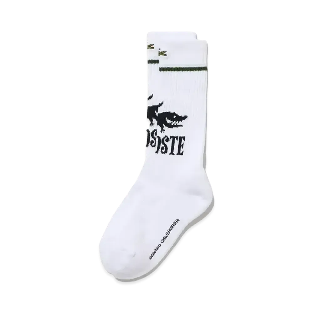 LACOSTE x ONE PIECE Crocodile Logo Socks "White"