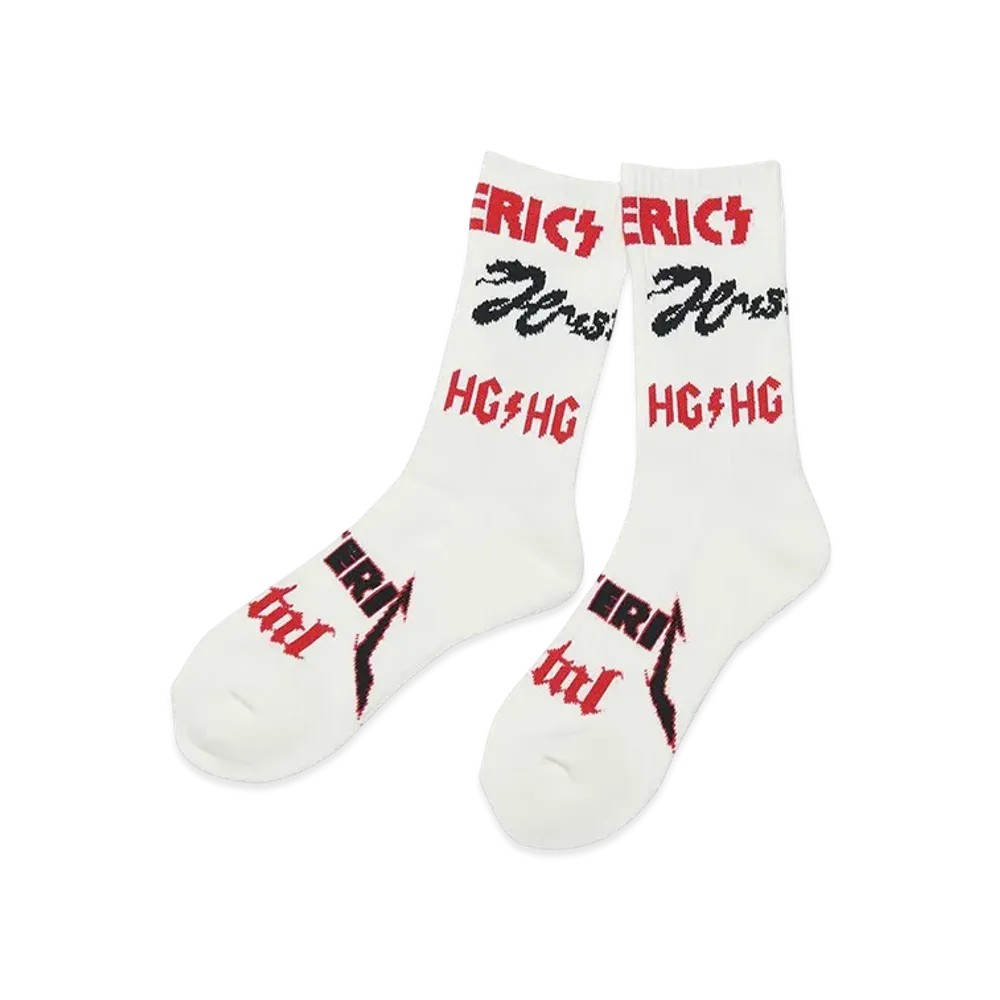 HYSTERIC GLAMOUR METAL LOGO Pattern Sports Socks "White"