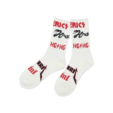 HYSTERIC GLAMOUR METAL LOGO Pattern Sports Socks "White"