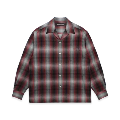 WACKO MARIA Ombre Check Open Collar Shirt "Red"