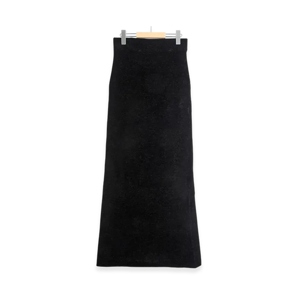 COMOLI Women's Silk Knit Skirt "Black"