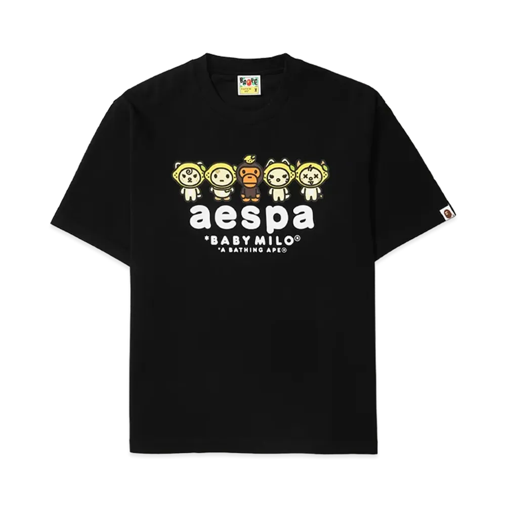 A BATHING APE x aespa Baby Milo Lemonade Relaxed Fit Tee "Black"