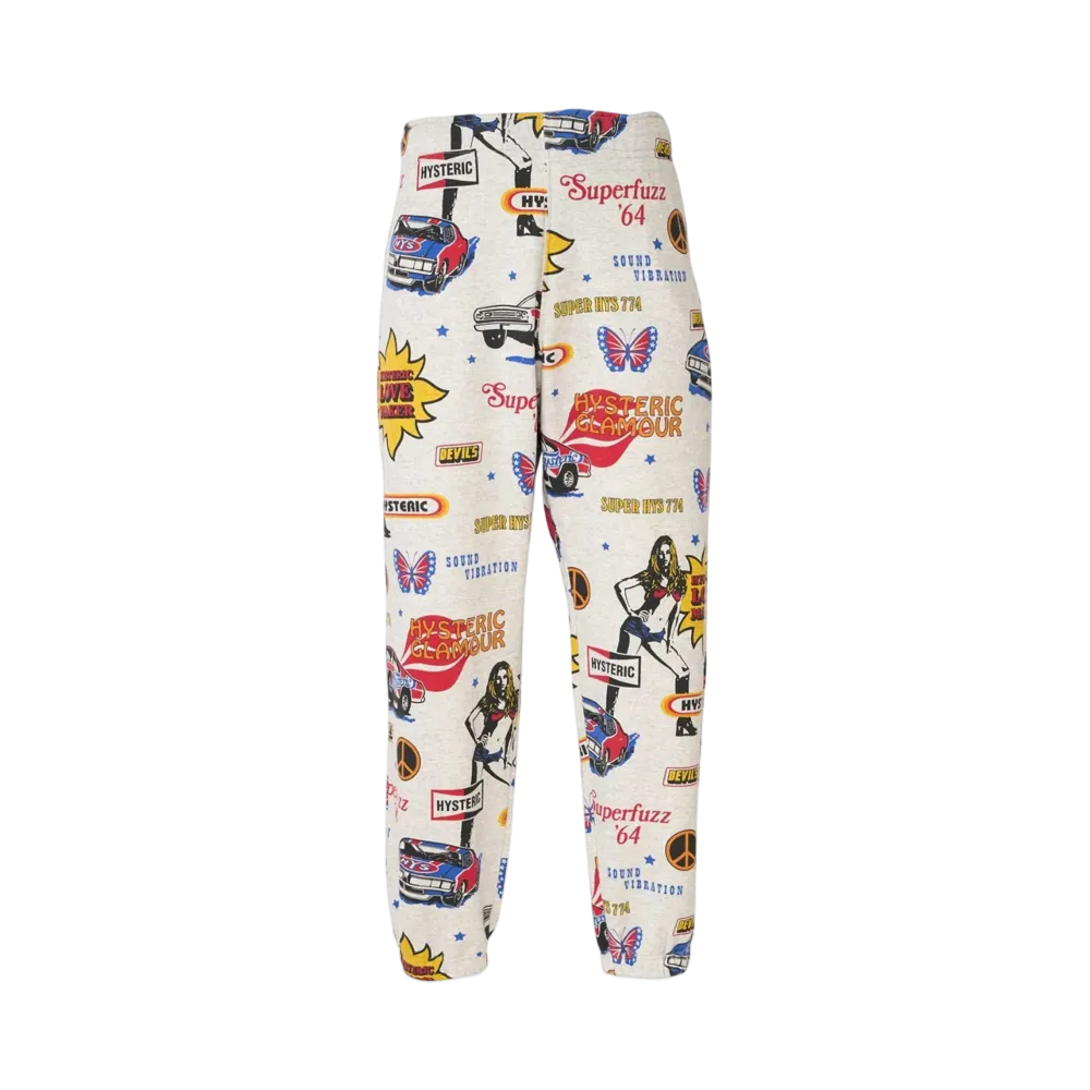HYSTERIC GLAMOUR Love Maker Pattern Sweatpants "Gray"