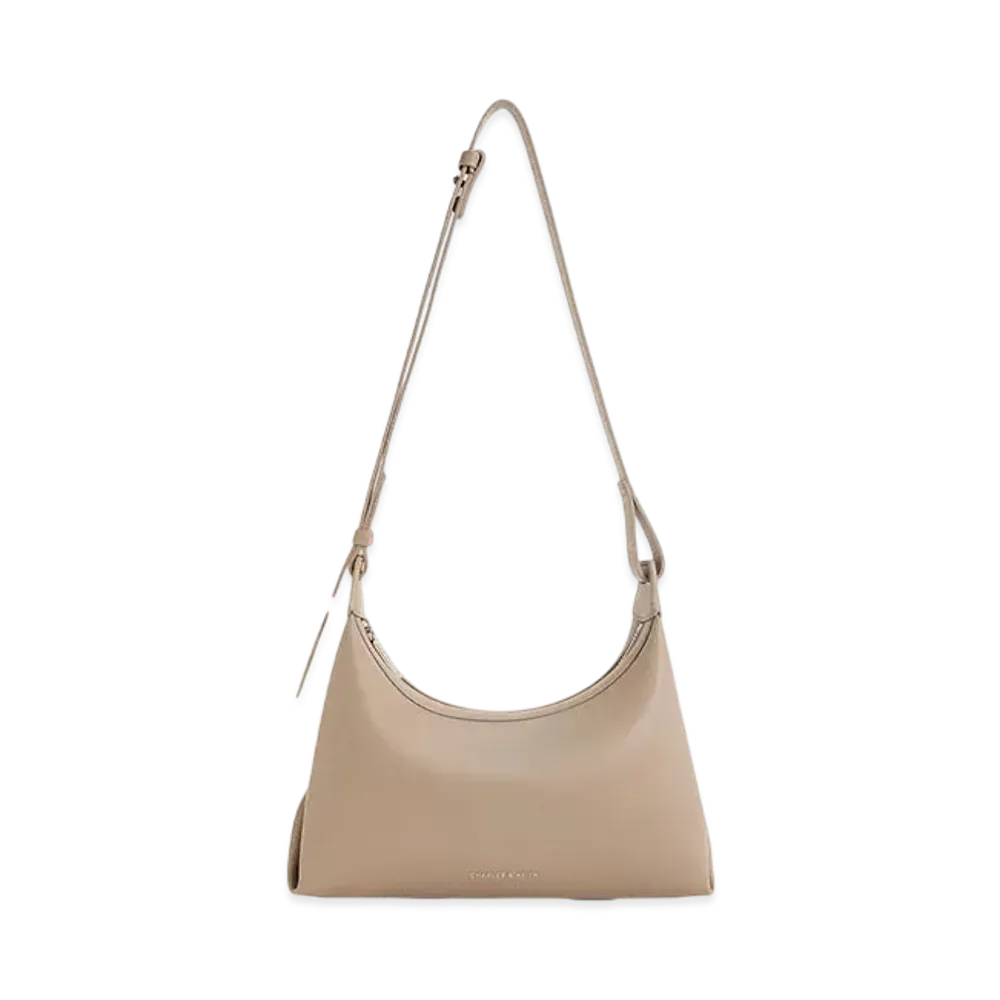 CHARLES & KEITH Aurelie Trapeze Hobo Bag "Taupe"