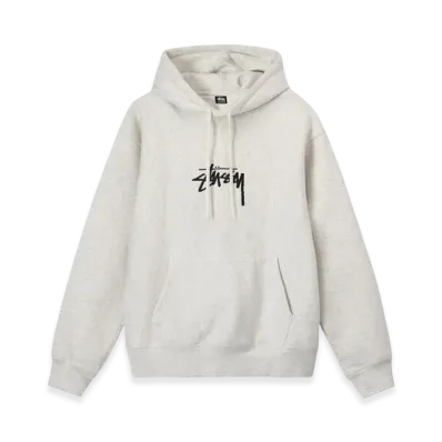 Stussy Stock Logo Applique Hoodie "Ash Heather/Black"