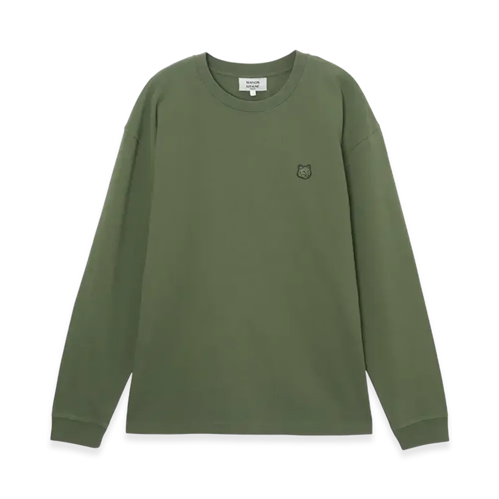 Maison Kitsune Bold Fox Head Patch Comfort Long Sleeve T-Shirt "Military Green"