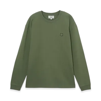 Maison Kitsune Bold Fox Head Patch Comfort Long Sleeve T-Shirt "Military Green"