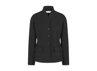 Dior Women's Fitted Jacket Virgin Wool and Silk Grain de Poudre "Black"