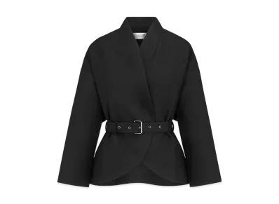 Dior Women's Belted Jacket Virgin Wool and Silk Grain de Poudre "Black"