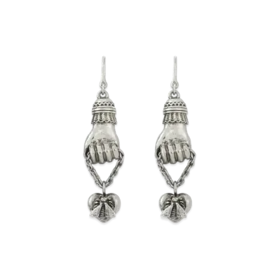 GUCCI Hand Shape Silver Earrings