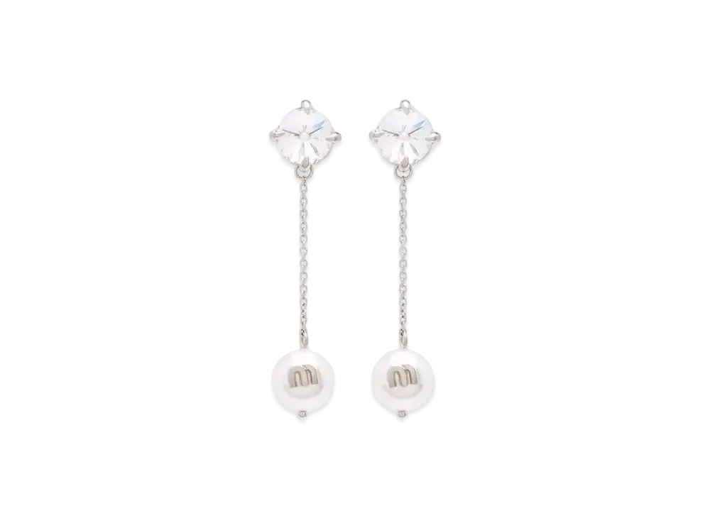 MIU MIU Sory Tail Jewel Pierce "Light Gray/White/Crystal"