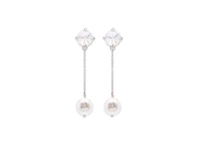 MIU MIU Sory Tail Jewel Pierce "Light Gray/White/Crystal"