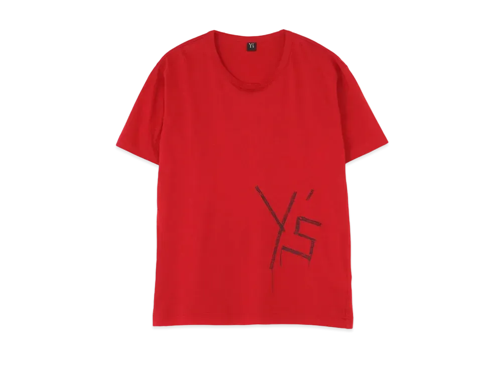 Yohji Yamamoto Y's EMBROIDERY FIRE PRINT ROUND NECK SHORT SLEEVE "Red"
