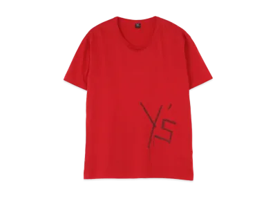 Yohji Yamamoto Y's EMBROIDERY FIRE PRINT ROUND NECK SHORT SLEEVE "Red"