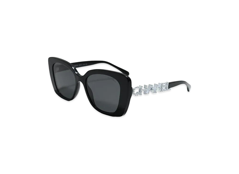 CHANEL Women's Square Shape Sunglasses "Black/White"