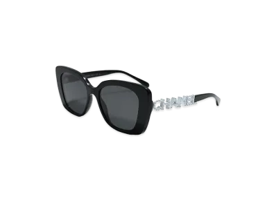 CHANEL Women's Square Shape Sunglasses "Black/White"