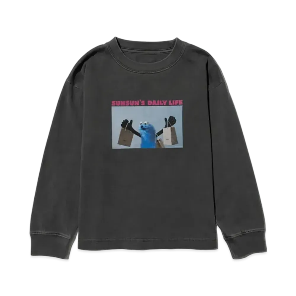 B:MING by BEAMS x PUPPET SUNSUN Kids / Fade Photo Print Long Sleeve T-Shirt Shop "InkBlack"
