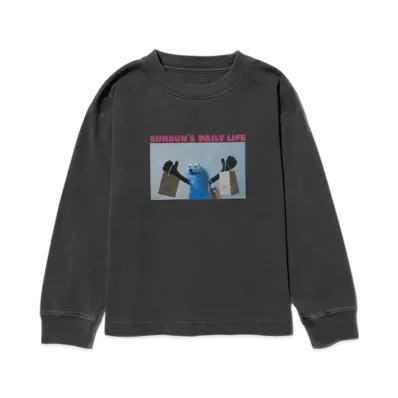 B:MING by BEAMS x PUPPET SUNSUN Kids / Fade Photo Print Long Sleeve T-Shirt Shop "InkBlack"