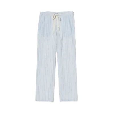 AURALEE Hard Twist Finx Organdy Stripe Pants "Light Blue Stripe"