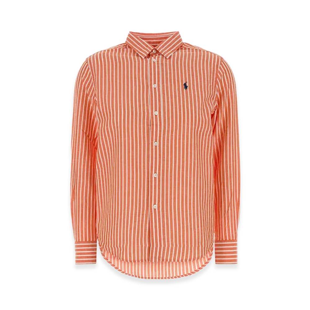 Polo Ralph Lauren Women's Relaxed Fit Striped Cotton Shirt "Orange"