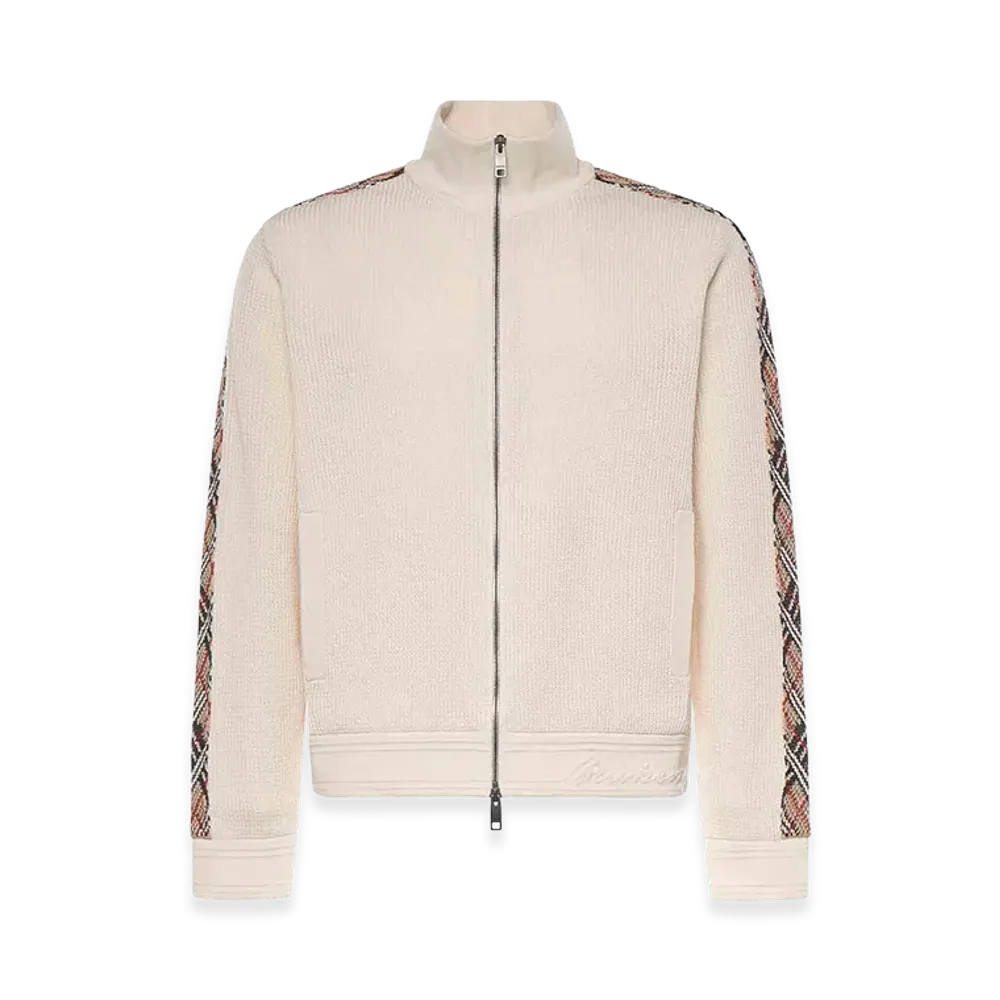 Burberry Cotton Jacket With Check Trim "White"