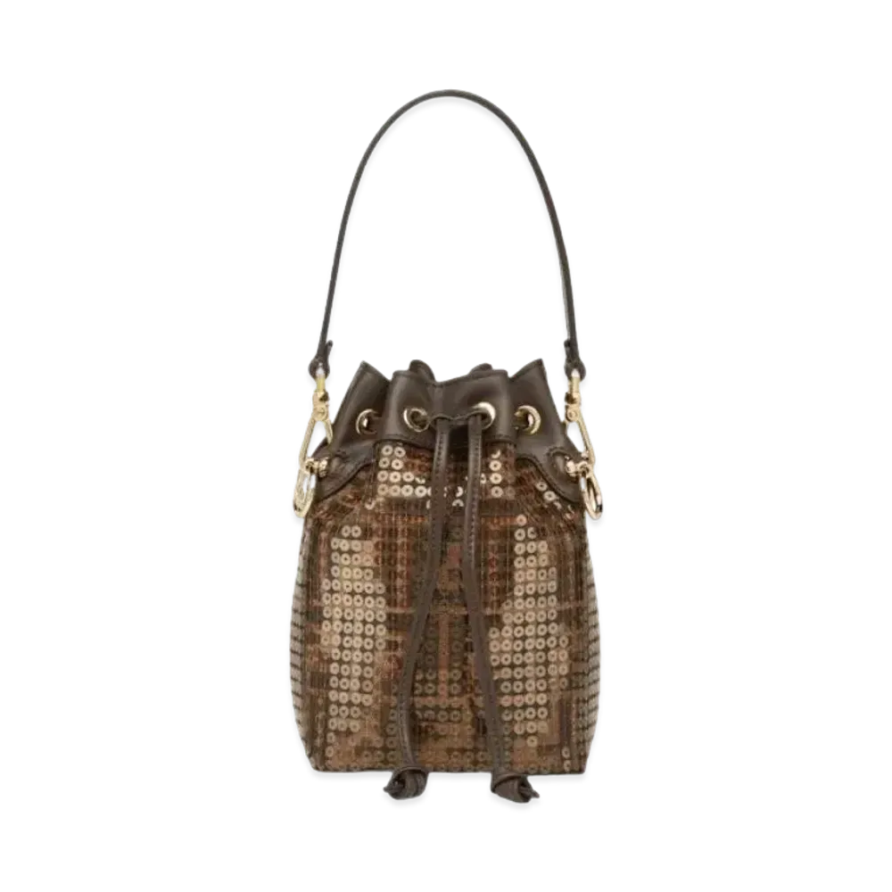 FENDI Mon Tresor FF Jacquard Fabric Mini Bag with Sequins "Brown"