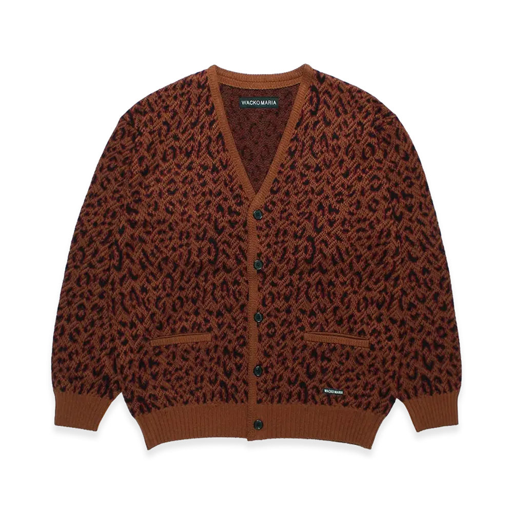 WACKO MARIA Leopard Jacquard Knit Cardigan "Brown"