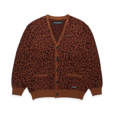 WACKO MARIA Leopard Jacquard Knit Cardigan "Brown"