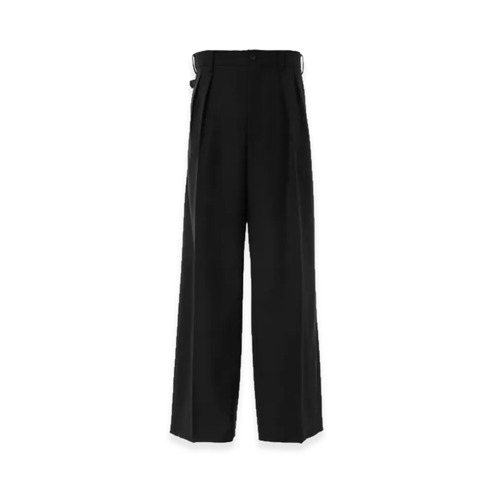 COMME des GARCONS HOMME Wool Serge Plain Baggy Pants "Black"