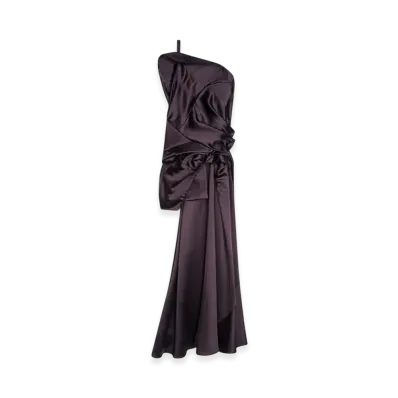 DRIES VAN NOTEN Women's Draped Viscose Satin Top "Dark purple"
