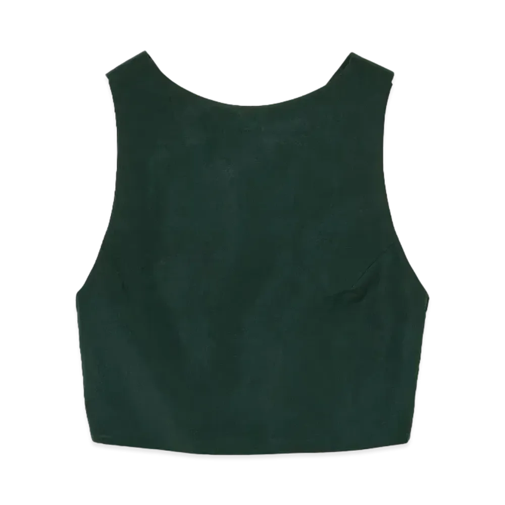 AURALEE High Density Finx Linen Weather Tank "Dark Green"