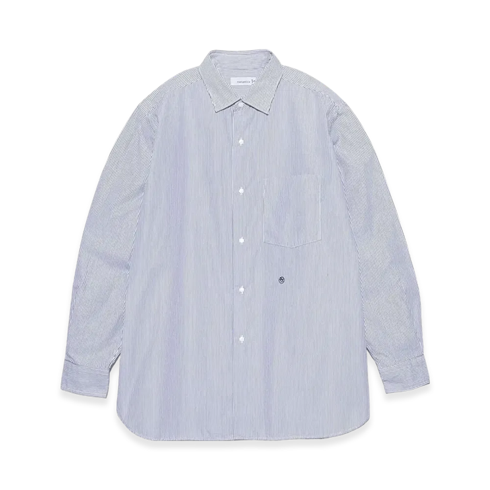 nanamica Regular Collar Stripe Wind Shirt "Navy"