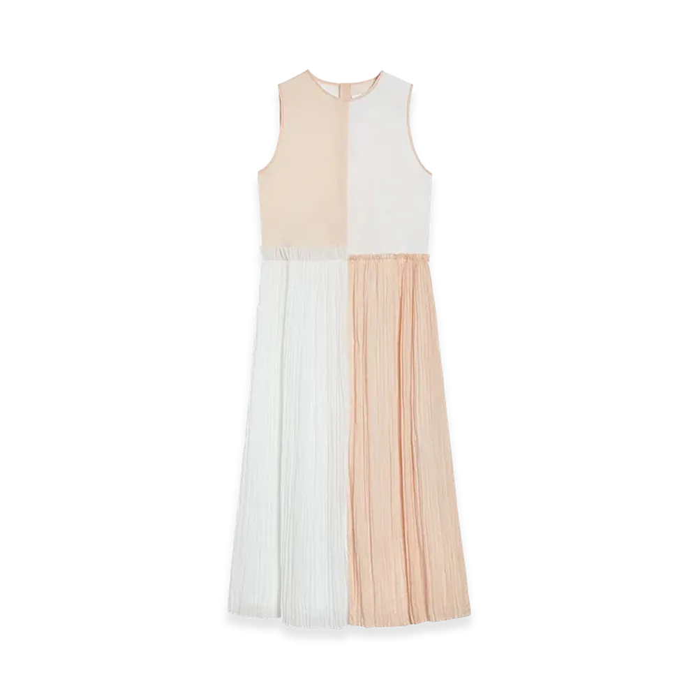 Jil Sander Cotton Muslin Pleated Dress "Optic White"