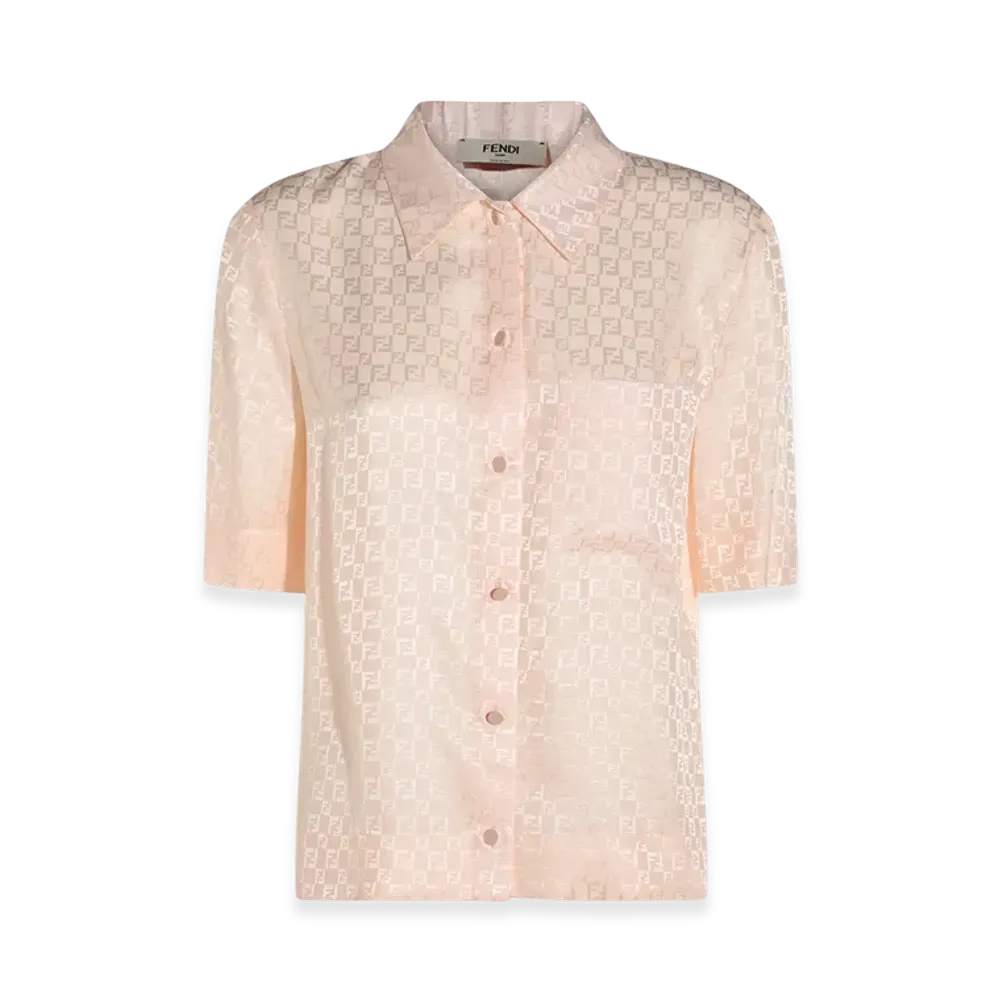 FENDI Women's FF Silk Short Sleeve Shirt "Rose"