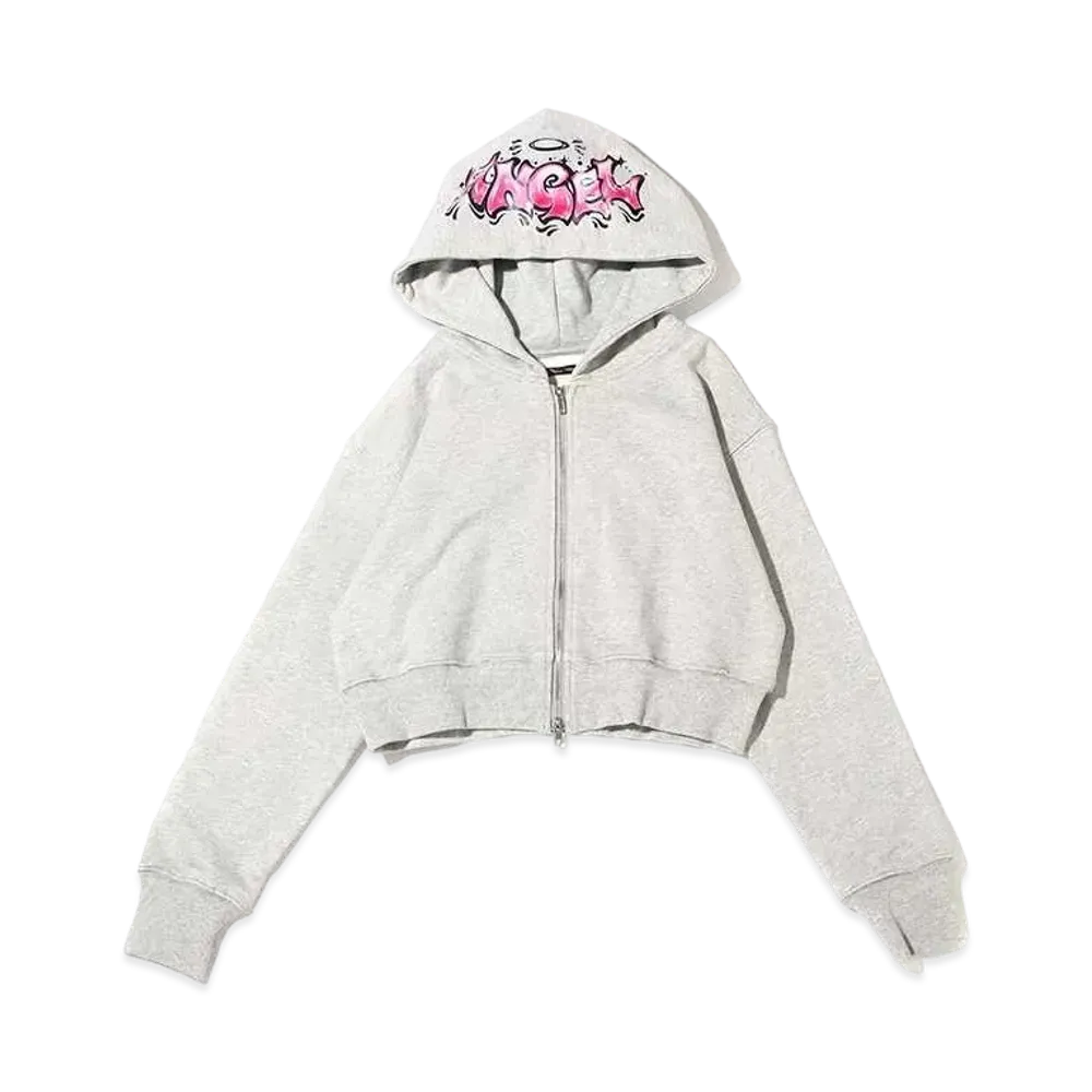atmos pink x Riehata Angel Short Zip Hoodie "Gray"