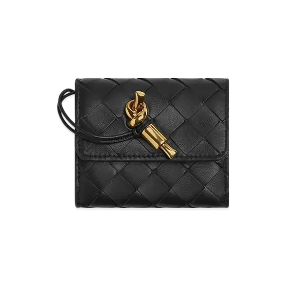 Bottega Veneta Andiamo Tri-Fold Zip Wallet "Black"