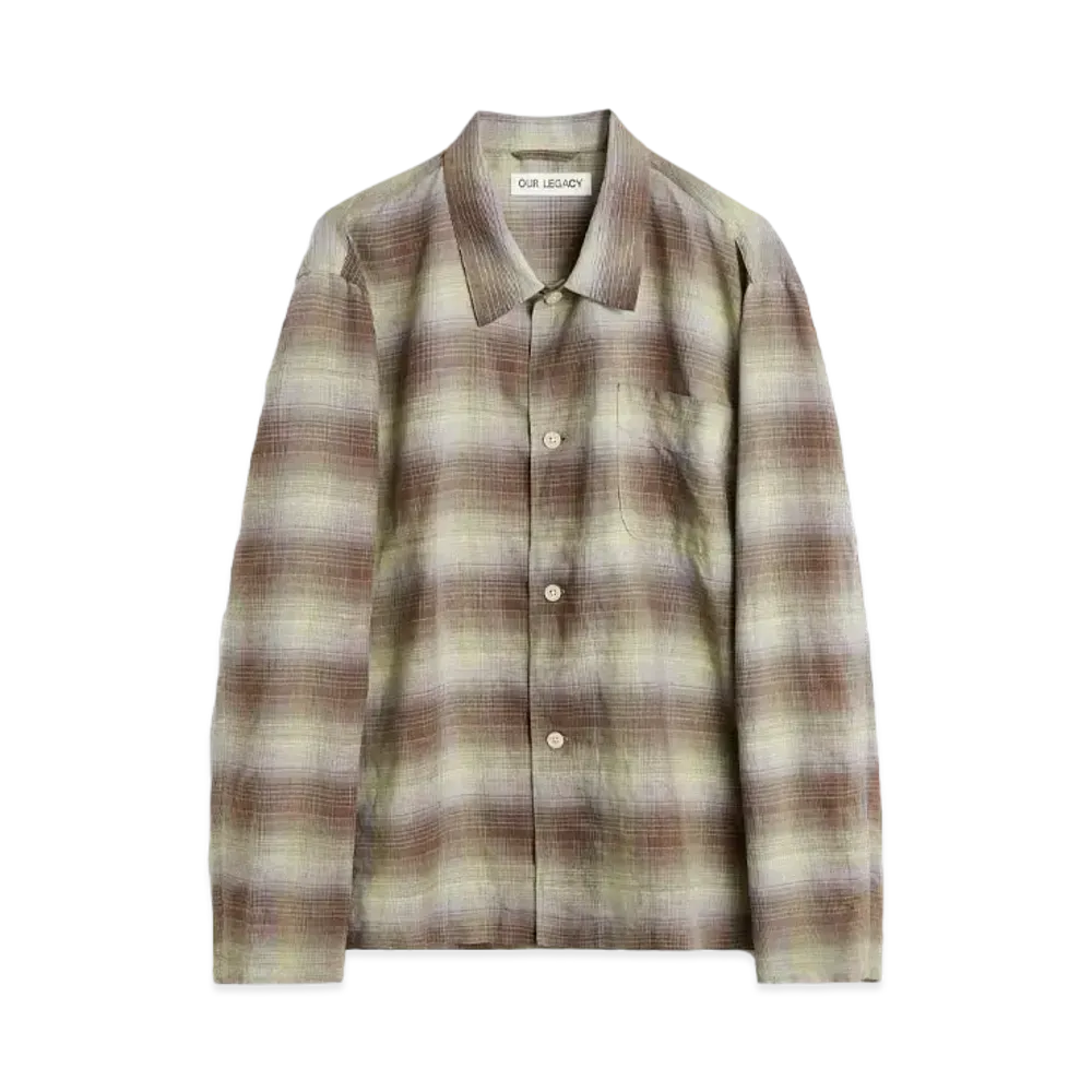 OUR LEGACY Box Shirt Murky Static Summer Weave "Brown/Green"
