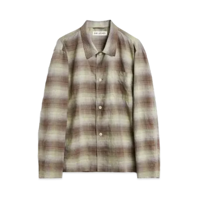 OUR LEGACY Box Shirt Murky Static Summer Weave "Brown/Green"