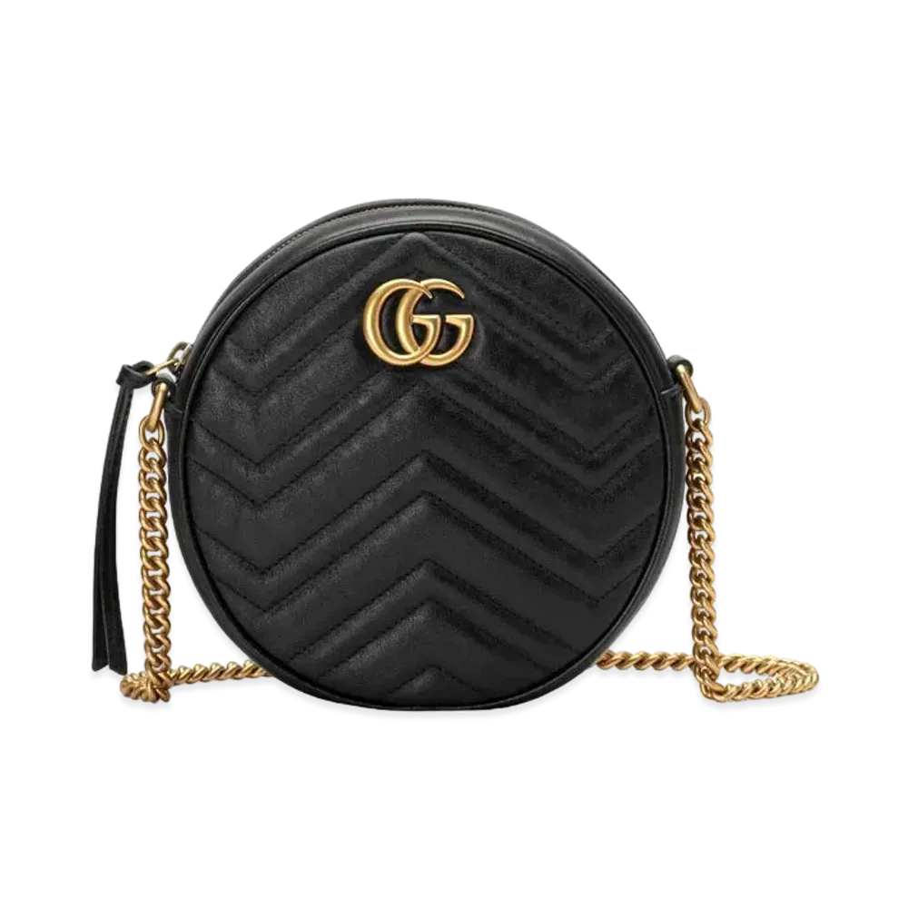 GUCCI GG Marmont Mini Round Shoulder Bag "Black"