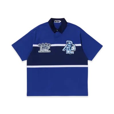 A BATHING APE Color Blocking Oversized Rugby Polo "Blue"