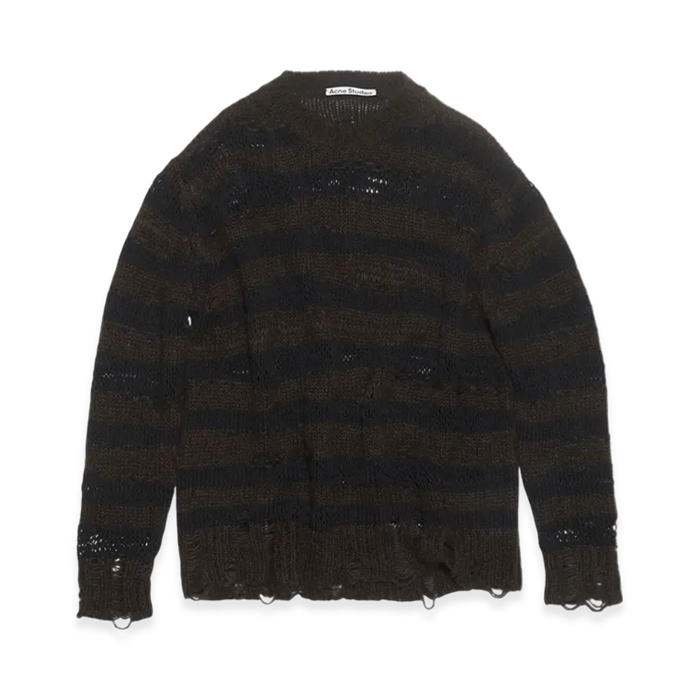 Acne Studios Distressed Stripe Jumper "Warm Charcoal Grey/Black"