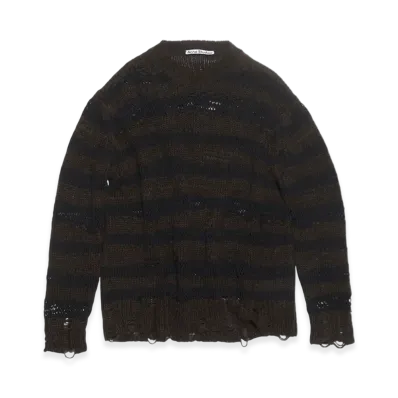 Acne Studios Distressed Stripe Jumper "Warm Charcoal Grey/Black"