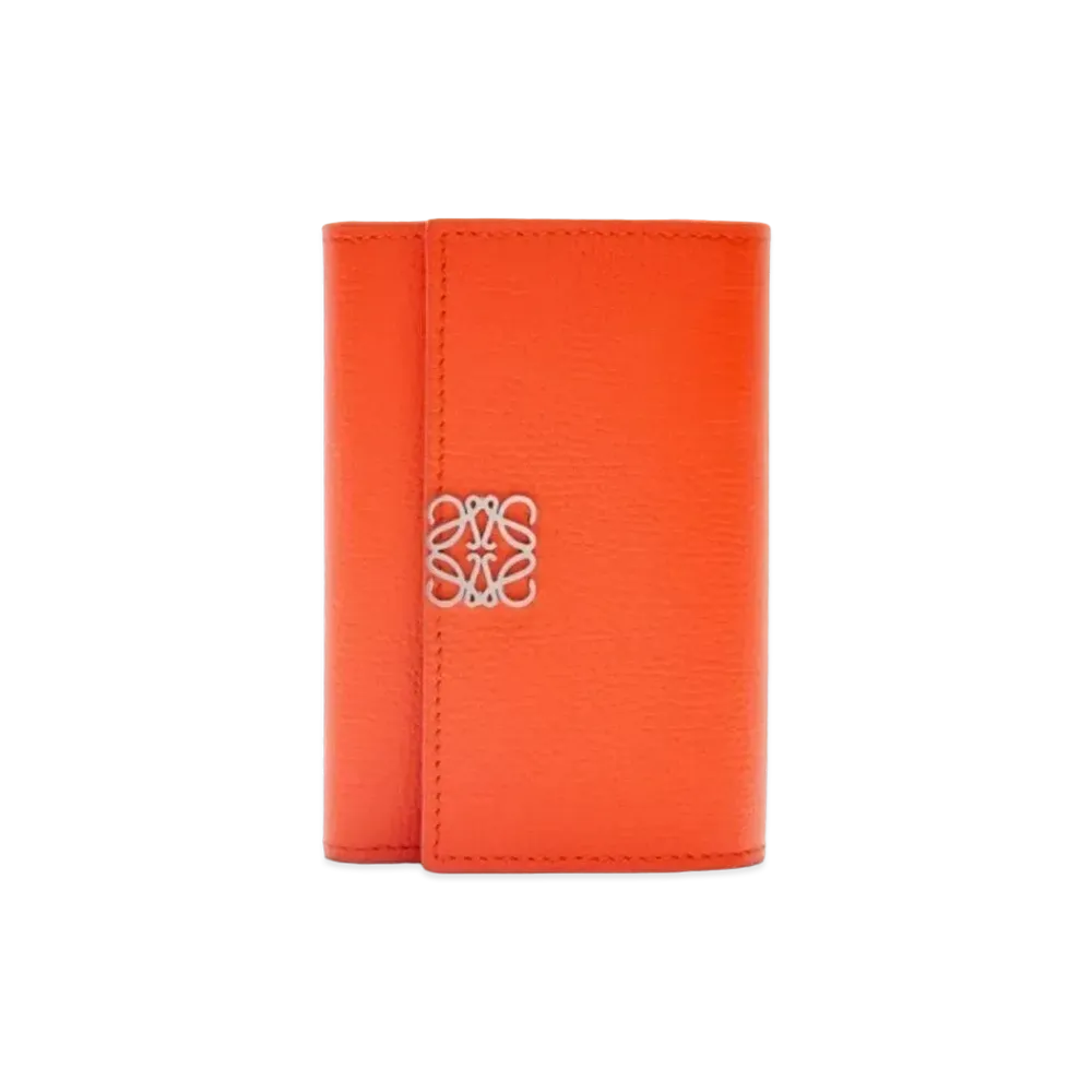 LOEWE Anagram Vertical Wallet Small Pebble Grain Calf "Vivid Orange"
