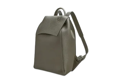 LOEWE Drawstring Backpack In Grained Calfskin "Dark Khaki Green"