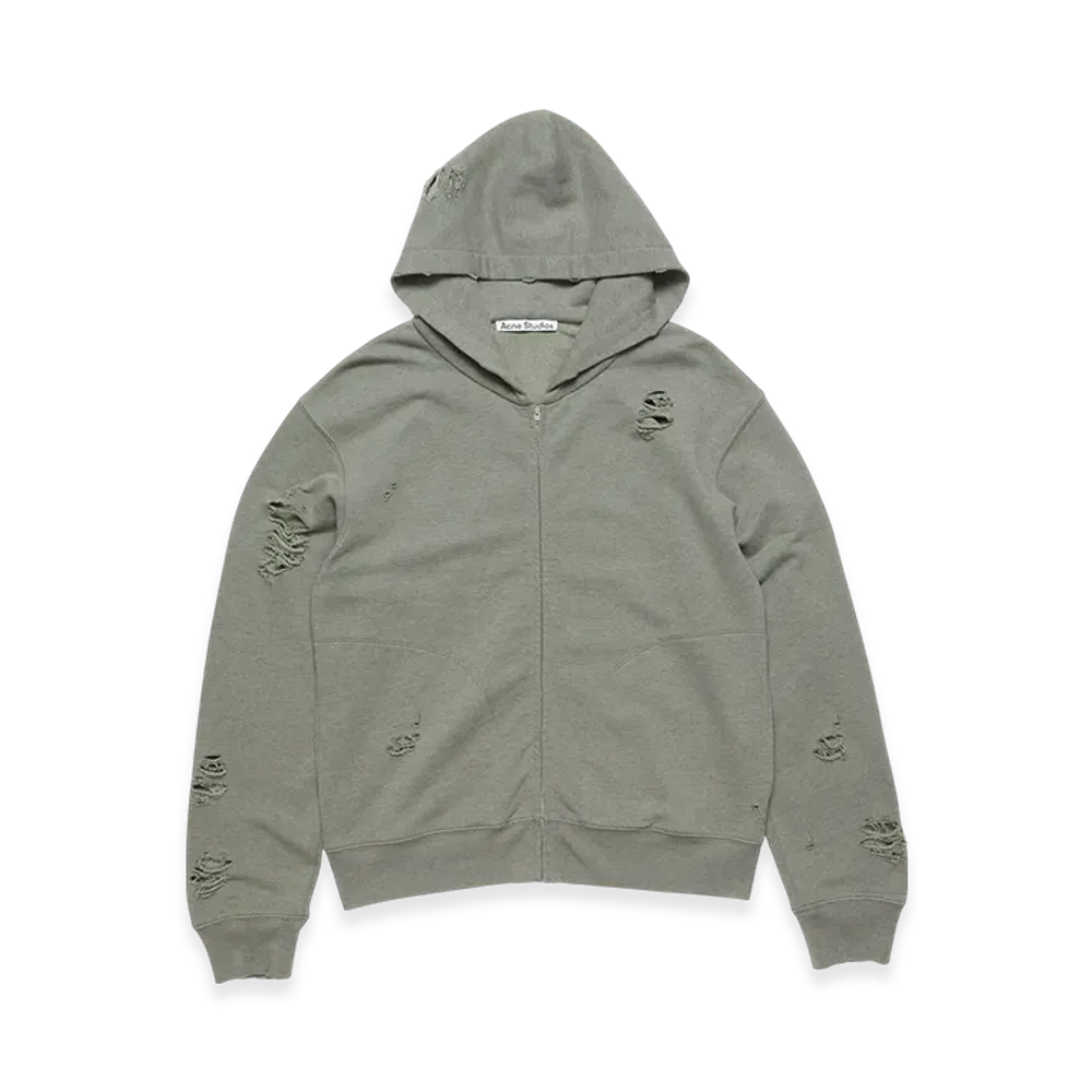Acne Studios Hooded Zip-Up Sweatshirt "Moss Green"