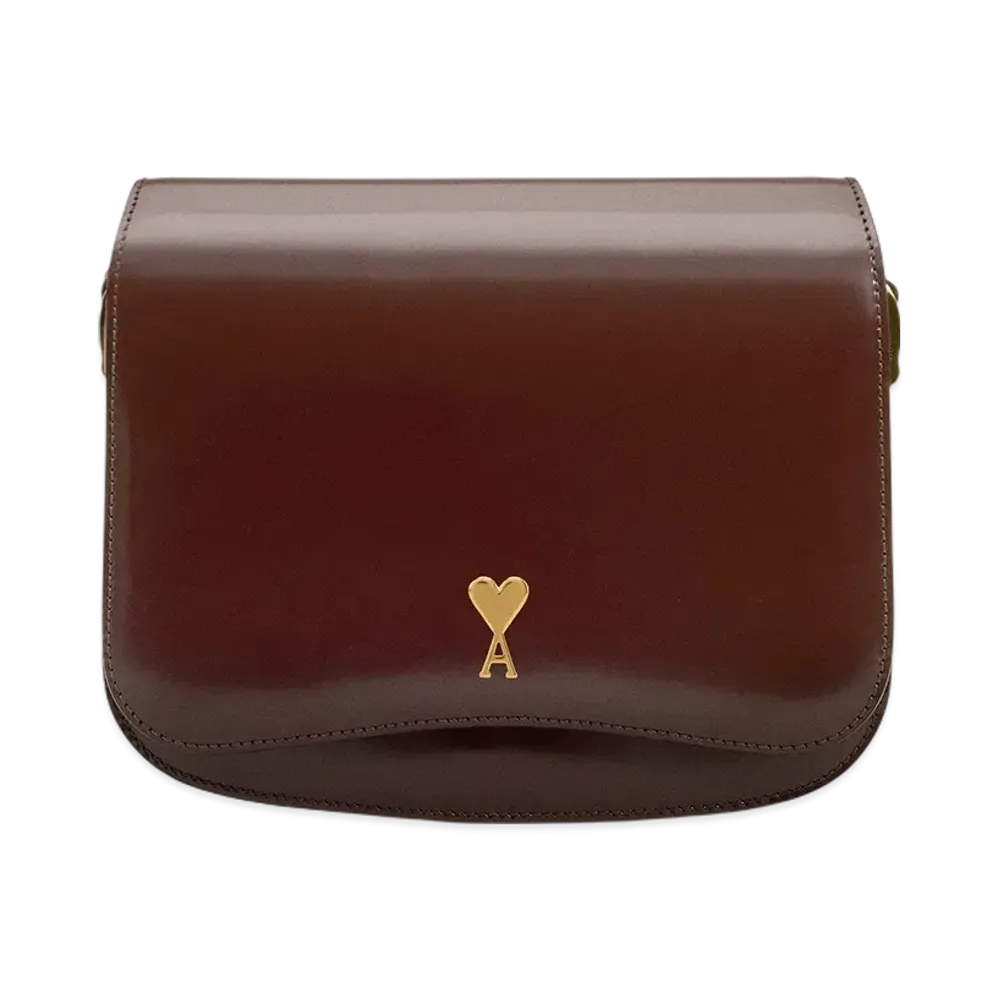 AMI PARIS Glazed Leather Paris Paris Bag "Cherry"