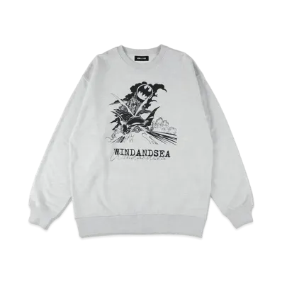 WIND AND SEA x BATMAN Batmobile Comic Crewneck Sweatshirt "Gray"