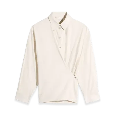 LEMAIRE Women's Twisted Washed Cotton Silk Straight Collar Shirt "Light Cream"