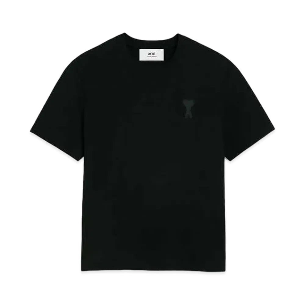 AMI PARIS Organic Cotton Heavy Jersey AMI DE COEUR T-shirt #1 "Black"