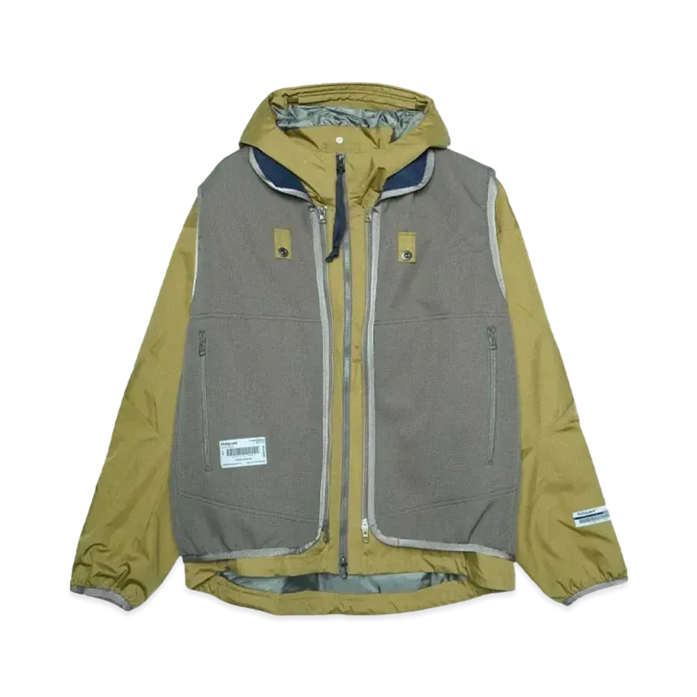 Poliquant THE 2 IN 1 MULTI-SIDED CUTTING 2 LAYERED JACKET / THE BONDING FINISH ZIP UP VEST "COYOTE"